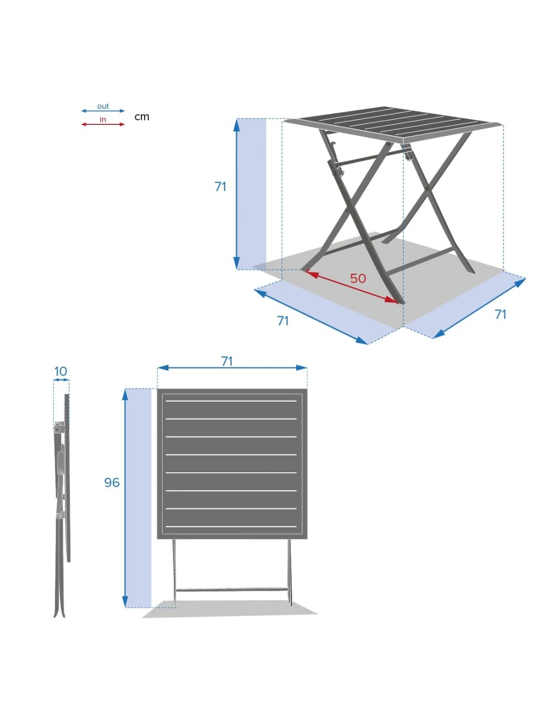Table De Jardin Azua Pliante Carrée 2 Places - Aluminium - Tonka 7 Table De Jardin Azua Pliante Carrée 2 Places - Aluminium - Tonka – Image 7