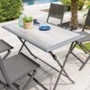 Table De Jardin Azua Pliante Rectangle 4 Places - Aluminium - Gris Smoke Plateau Ect Effet Bois