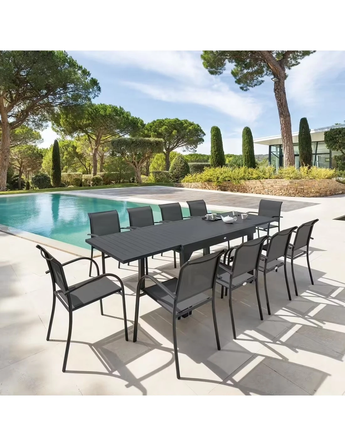 Table De Jardin Piazza Extensible 10 Places - Aluminium Graphite 1 Table De Jardin Piazza Extensible 10 Places - Aluminium Graphite