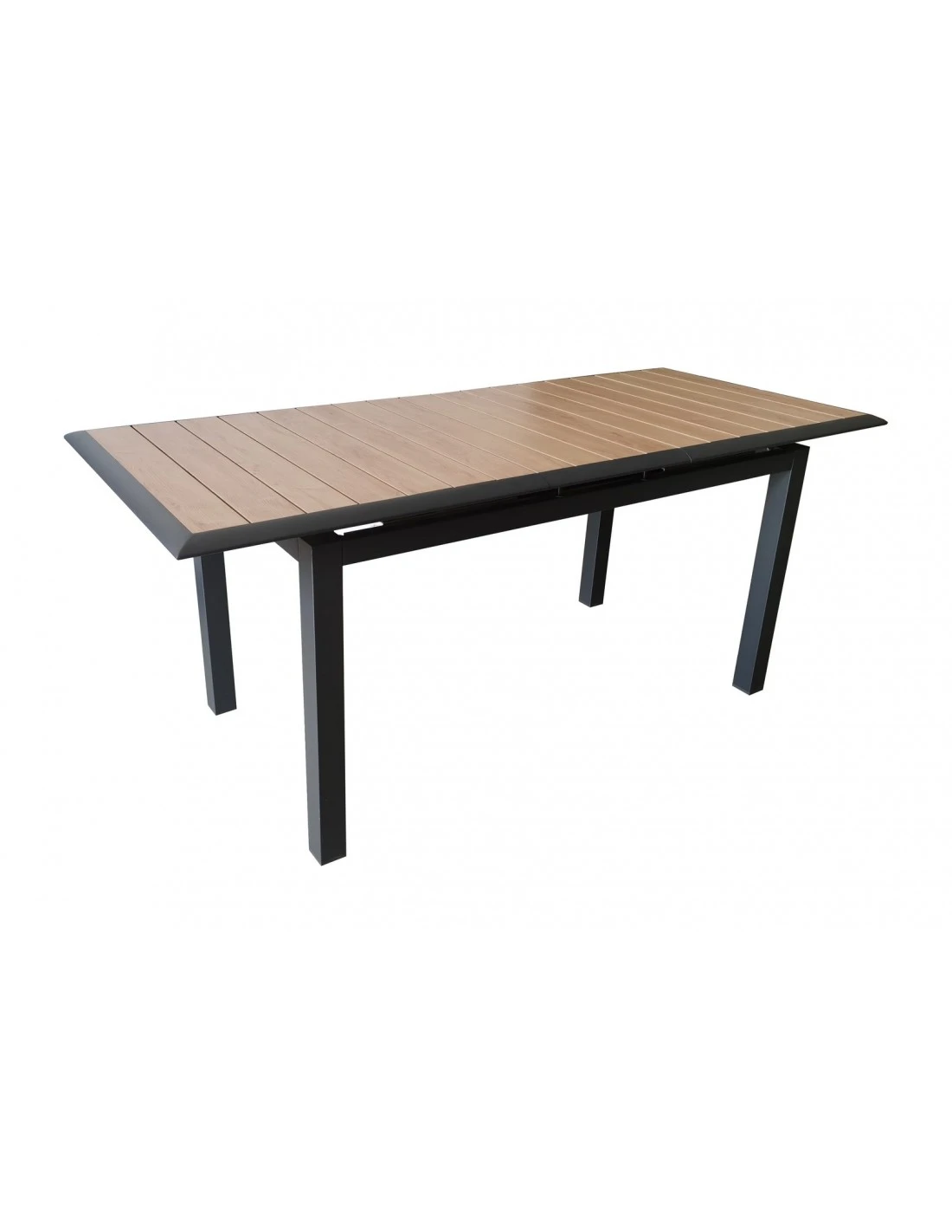 Table Louisiane II Extensible - Aluminium Graphite Plateau OAK - L.147/187 X L.80 X H.76 Cm 1 Table Louisiane II Extensible - Aluminium Graphite Plateau OAK - L.147/187 X L.80 X H.76 Cm