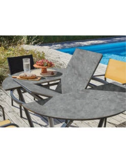 Table Valenza 125/175 X 125 En Aluminium / SPC - Graphite / Gris -Fournitures De Jardin table valenza 125175 x 125 en aluminium spc graphite gris 1 2
