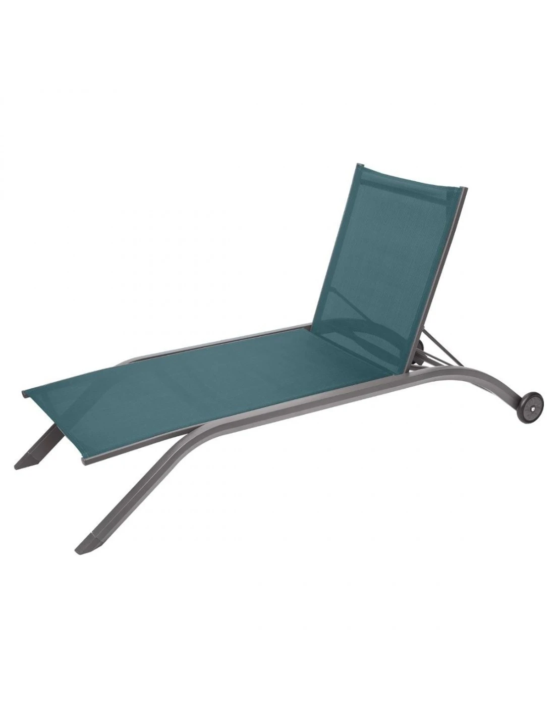 Transat De Jardin Milenio - 5 Positions - Aluminium Et Texaline - Graphite / Bleu Canard 2 Transat De Jardin Milenio - 5 Positions - Aluminium Et Texaline - Graphite / Bleu Canard – Image 2