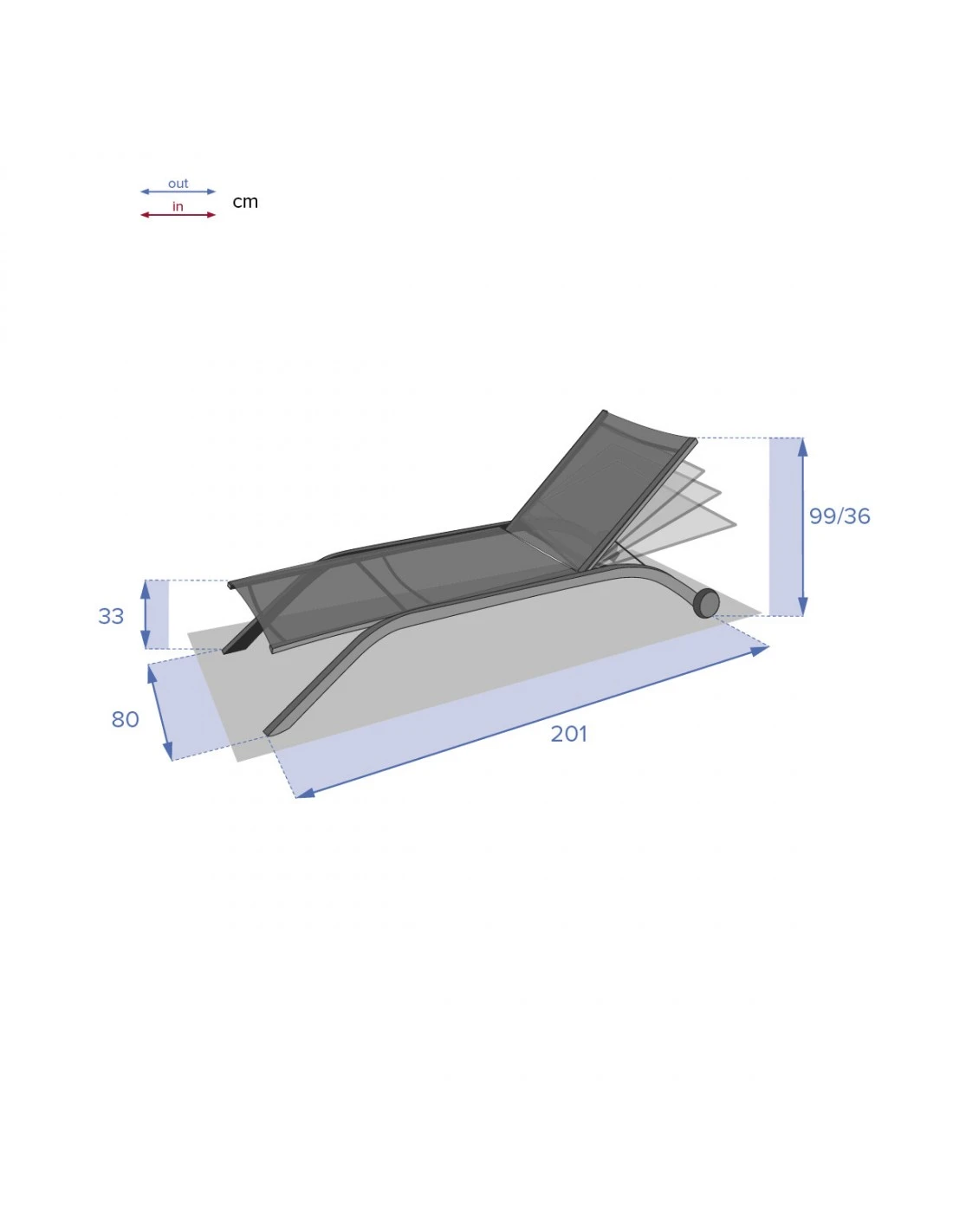 Transat De Jardin Milenio - 5 Positions - Aluminium Et Texaline - Graphite / Bordeaux 6 Transat De Jardin Milenio - 5 Positions - Aluminium Et Texaline - Graphite / Bordeaux – Image 6