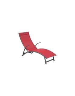 Transat Pliant Samba - 4 Positions - Aluminium Anodisé - Graphite / Grenade -Fournitures De Jardin transat pliant samba 4 positions aluminium anodise graphite grenade 4